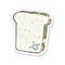 retro distressed sticker of a cartoon mouldy bread