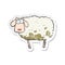 retro distressed sticker of a cartoon muddy sheep