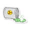 retro distressed sticker of a cartoon nuclear waste
