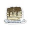 retro distressed sticker of a cartoon pancake stack