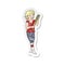 retro distressed sticker of a cartoon pretty punk girl with baseball bat