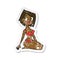 retro distressed sticker of a cartoon pretty woman in underwear