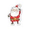 retro distressed sticker of a cartoon santa claus punching air