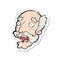 retro distressed sticker of a cartoon shocked old man