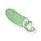 retro distressed sticker of a cartoon sliced cucumber