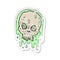 retro distressed sticker of a cartoon slimy skull