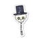 retro distressed sticker of a cartoon spooky skull in top hat