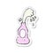 retro distressed sticker of a cartoon squirting lotion bottle