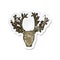 retro distressed sticker of a cartoon stag head