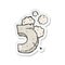 retro distressed sticker of a cartoon stone number five