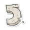 retro distressed sticker of a cartoon stone number five