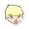 retro distressed sticker of a cartoon unimpressed woman