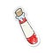 retro distressed sticker of a cartoon vial of blood