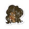 retro distressed sticker of a cartoon woman looking concerned