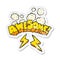 retro distressed sticker of a cartoon word awesome