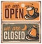 Retro door signs for coffee shop or cafe bar