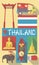 Retro Drawing of Thailand Thailand Bangkok Cultural Symbols