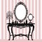 Retro dressing console, candelabra and mirror