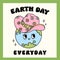 Retro Earth Day, cowboy globe Pastel Doodle Drawing Cartoon Character, shirt design printable