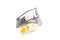 Retro egg slicer and eggs on white background