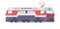 Retro electric train locomotive isometric vector illustration railway automated transportation