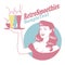 Retro emblem of pinup girl carrying a tray with smoothies, ice cream or frozen yogurt