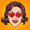 Retro Emoji love heart woman face