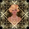 Retro fashion: glamour girl of twenties African American woman. Vector illustration. Flapper 20`s style. Vintage party