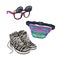 Retro fashion - high sneakers, sunglasses with removable lenses, waist bag