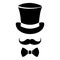 Retro fashion icon, tophat and bowtie