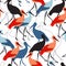 Retro Fashionable Stork Bird Vector Graphic Seamless Pattern