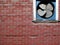 Retro Faux Brick Wall with Fan.