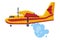 Retro Firefighting Aircraft Dropping Water, Emergency Service Rescue Vehicle Flat Style Vector Illustration on White