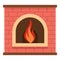 Retro fireplace icon, cartoon style