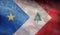 retro flag of French ancestry New England Acadians with grunge texture. flag representing ethnic group or culture, regional