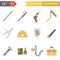 Retro Flat Building Equipment Icons and