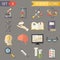 Retro Flat Science Icons and Symbols Set vector