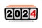 Retro Flip Clock with 2024 New year Sign. 3d Rendering