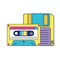 Retro floppy disk with cassette