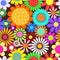 Retro Floral Daisy Flower Spring Meadow Pattern