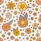 Retro floral groovy vector seamless pattern design