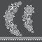 Retro floral lace half wreath  single vector pattern set - ornamental lace design collection, retro openwork background