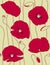 Retro floral seamless pattern, popies