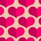 Retro fold pink hearts on waves