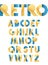 Retro font in blue and yellow. Beige alphabet. Realistic letters