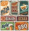 Retro food posters and design elements