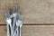 Retro forks on wooden table