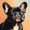 Retro French Bulldog Painting: Vibrant 8bit Illustration With Strong Facial Expression