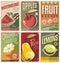 Retro fruit poster designs.