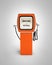 Retro fuel pump in orange isolated on grey gradient background without shadow 3d